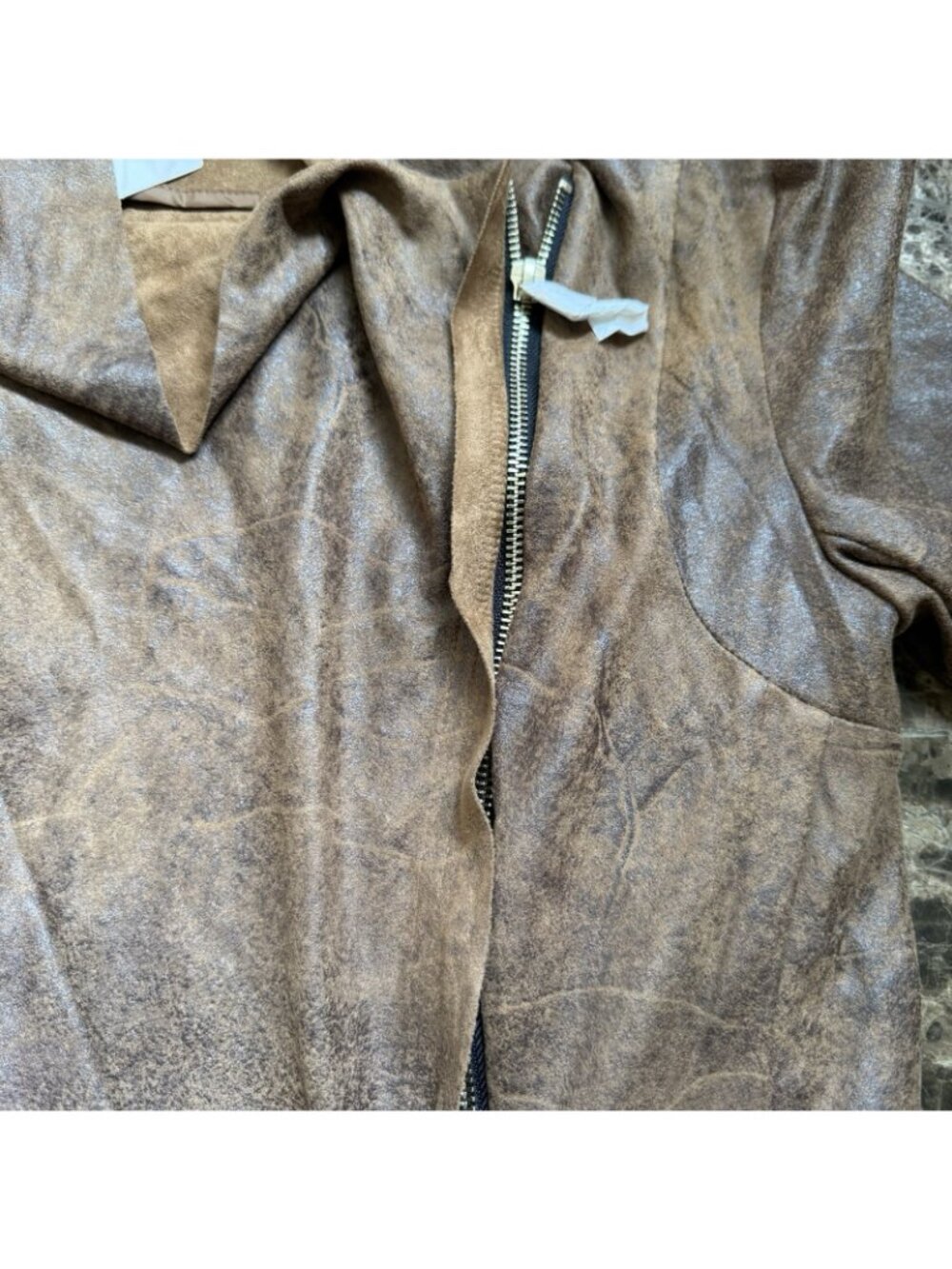 Silence + Noise Women’s Small Faux Suede Moto Jacket Brown Asymmetrical NWT - Picture 9 of 13